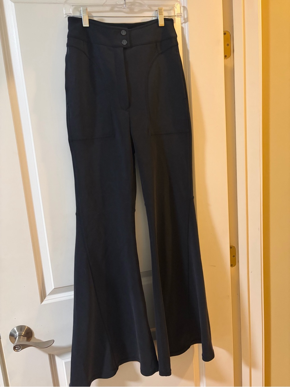 Free People Women's Black Flared High-Waist Pants